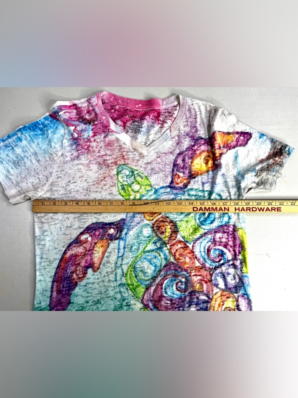 Blue 84 White Tee with Multicolor Sea Turtle Graphic - Picture 4 of 5